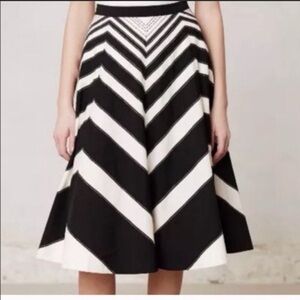 Anthropologie Cream and black Meadow Rue chevron tulle skirt